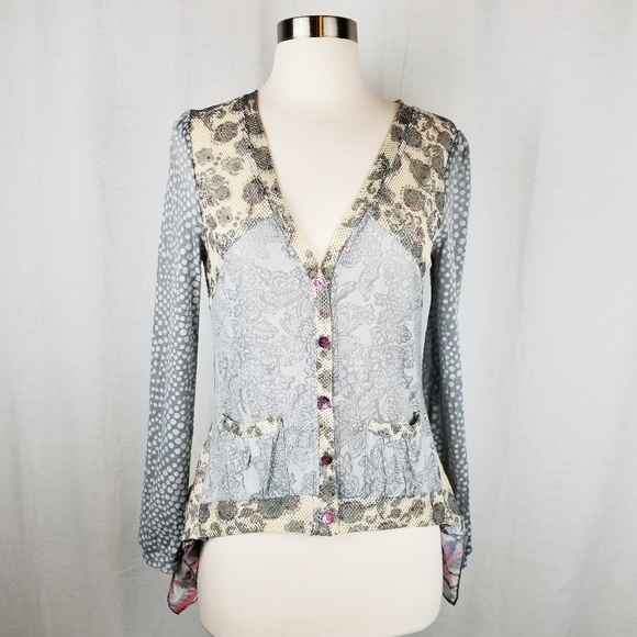 Anthropologie style ruffle cardigan size small - Picture 3 of 7